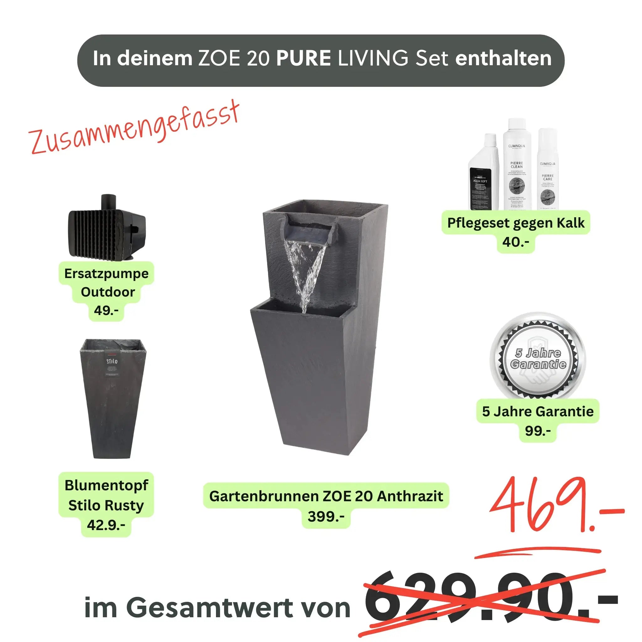 ZOE 20 PURE LIVING Set Anthrazit - CLIMAQUA