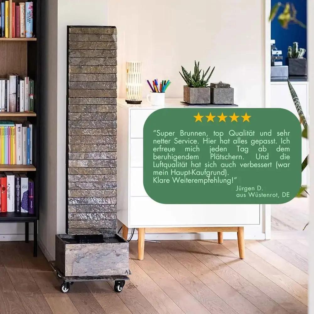 AVA L – Grosse Wasserwand Schiefer 130 cm Braun - CLIMAQUA
