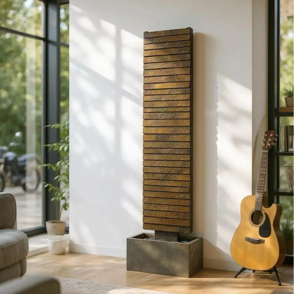 AVA L – Grosse Wasserwand Schiefer 130 cm Braun - CLIMAQUA