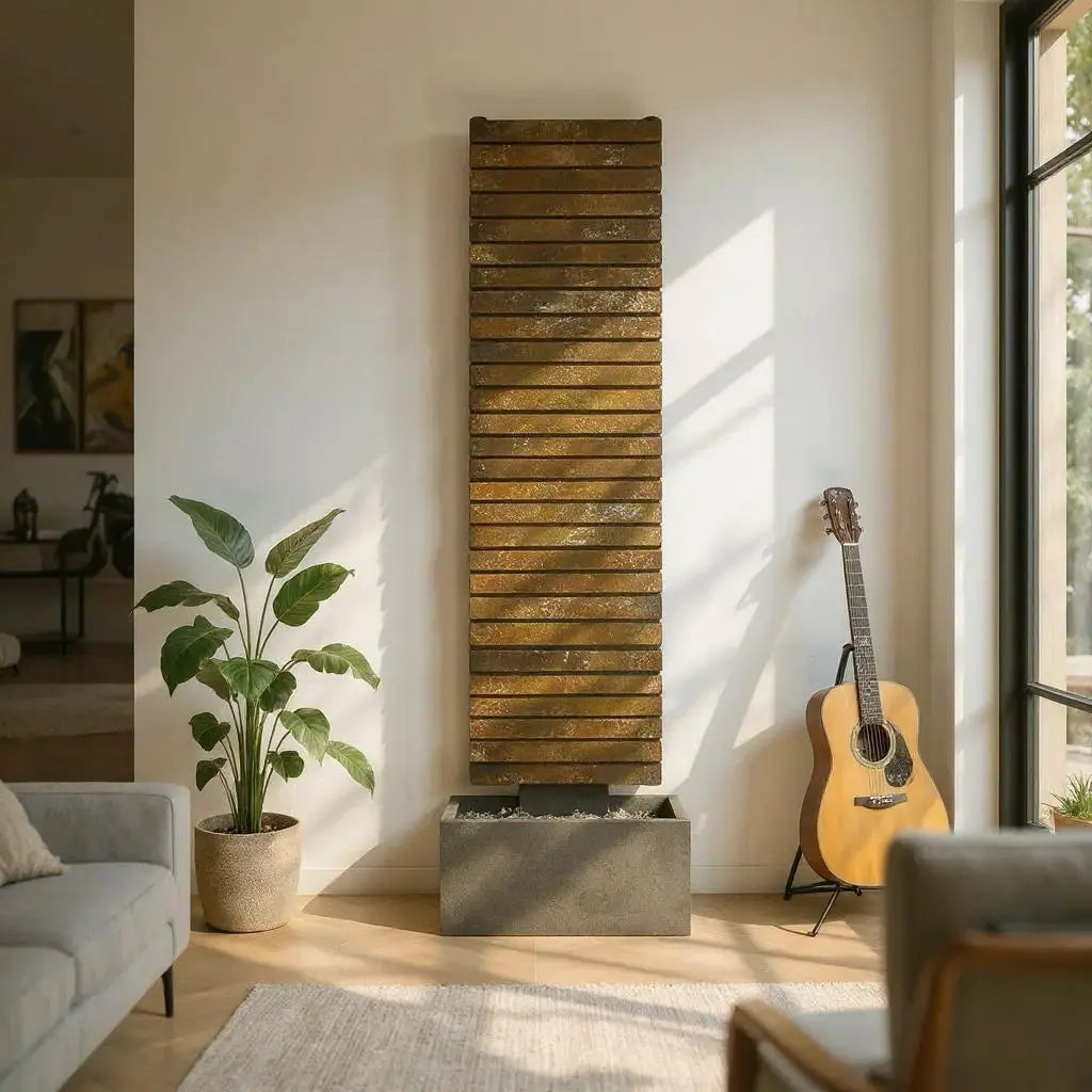 AVA L – Grosse Wasserwand Schiefer 130 cm Braun - CLIMAQUA