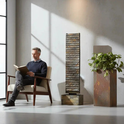 AVA L – Grosse Wasserwand Schiefer 130 cm Braun - CLIMAQUA