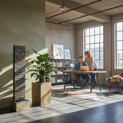 AVA L – Grosse Wasserwand Schiefer 130 cm Braun - CLIMAQUA