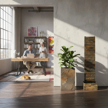 AVA L – Grosse Wasserwand Schiefer 130 cm Braun - CLIMAQUA