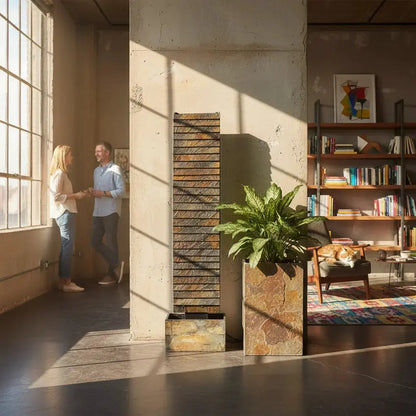 AVA L – Grosse Wasserwand Schiefer 130 cm Braun - CLIMAQUA