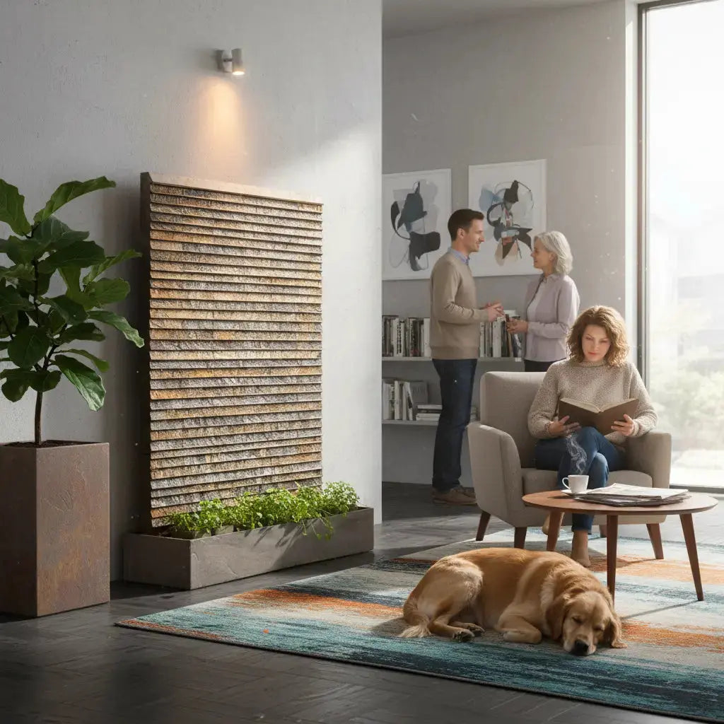 AVA WALL XXL – Luxuriöse Wasserwand Schiefer Braun 160 cm - CLIMAQUA