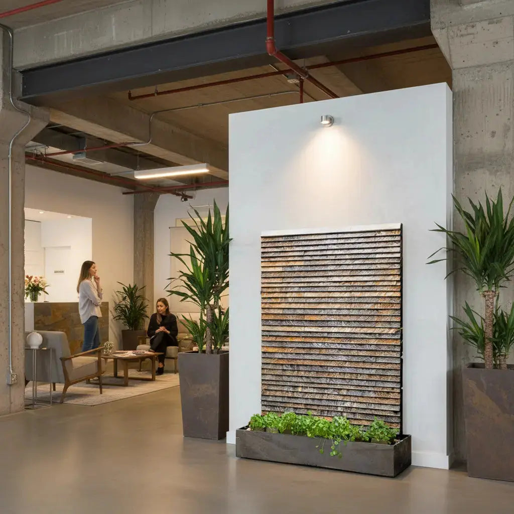 AVA WALL XXL – Luxuriöse Wasserwand Schiefer Braun 160 cm - CLIMAQUA