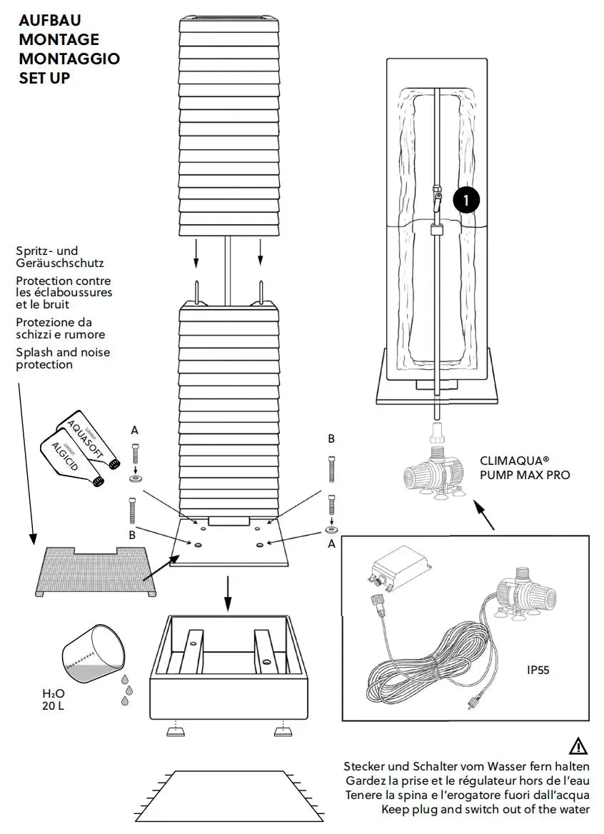 AVA XL –  Hohe Wasserwand Schiefer 2m Braun - CLIMAQUA