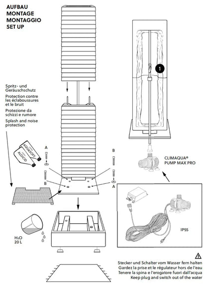 AVA XL –  Hohe Wasserwand Schiefer 2m Braun - CLIMAQUA