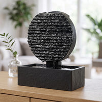 AYO S – Petite fontaine d'intérieur zen circulaire en ardoise noire 8 kg