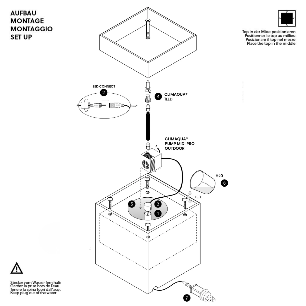 VIDA 40 Anthrazit – stilvoller Würfelbrunnen schwarz, Naturschiefer, Vogeltränke, dezentes Licht, 38 x 38 x 48 cm, 36 kg