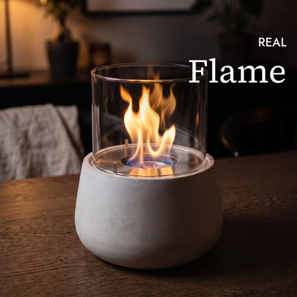 Real flame of the BELLY M table fire (AI content)