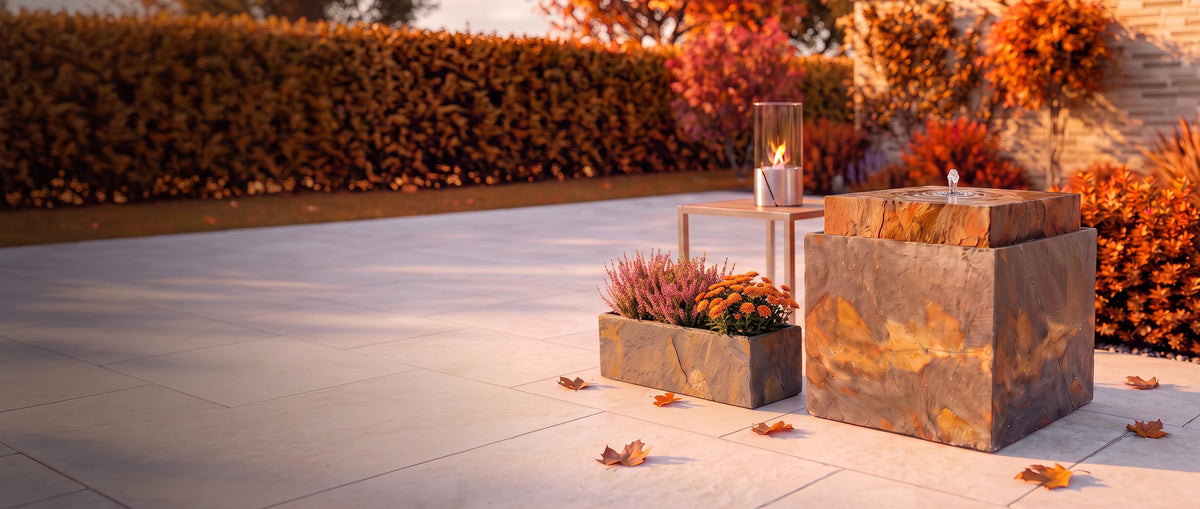 CLIMAQUA Gartenbrunnen und Pflanzgefässe aus Naturschiefer
