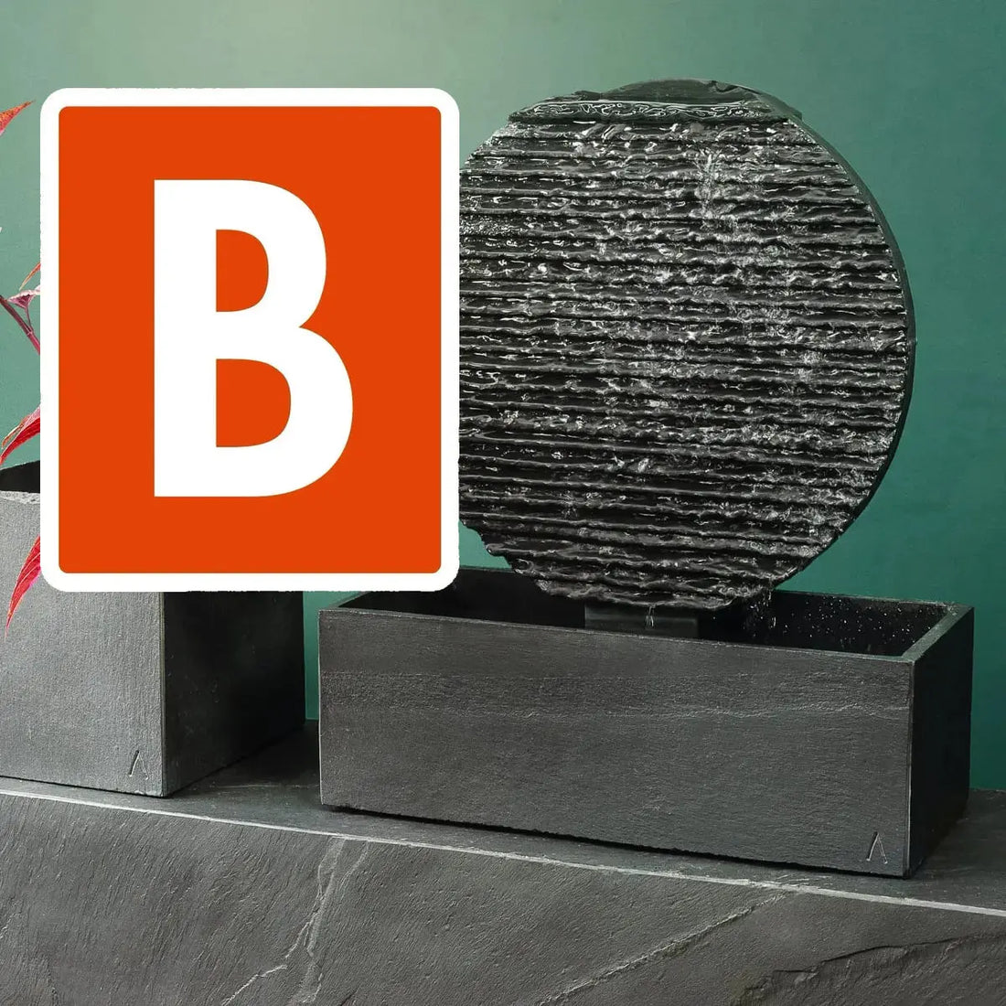 AYO M B-Ware – Zimmerbrunnen Kreis aus Schiefer Schwarz 18.5 kg - CLIMAQUA