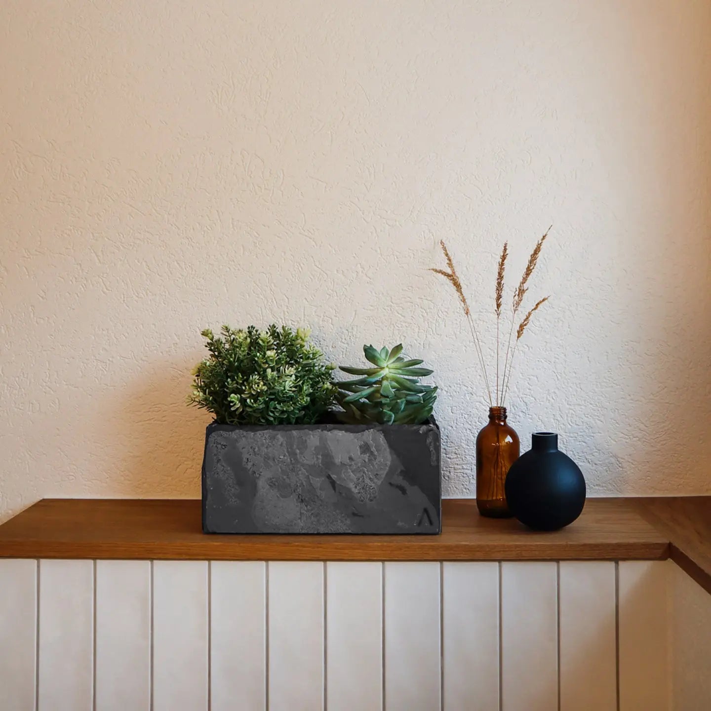 Blumenkästchen 21x11 cm Schiefer Schwarz JARDI 21 Anthracite - CLIMAQUA