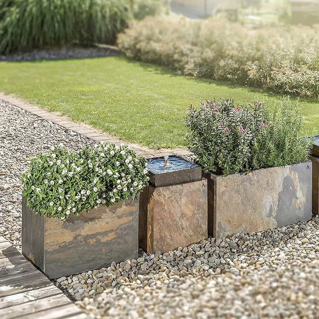 blumenkasten 60 x 40 RECTO 60 Rusty – Blumenkasten Outdoor 60x40x40 cm Naturschiefer Braun – CLIMAQUA