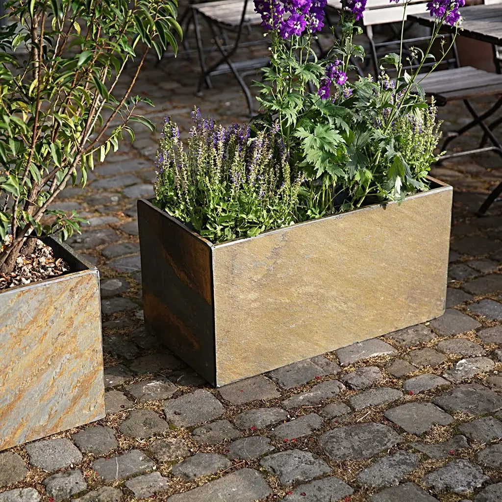 Blumenkasten Outdoor 60x40x40 cm Naturschiefer Braun RECTO 60 Rusty - CLIMAQUA