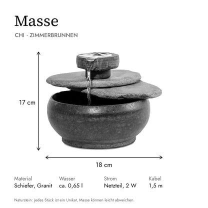 Masse Zimmerbrunnen CHI: 18 x 18 x 17 cm, Wasserbehälter ca. 0,65 l