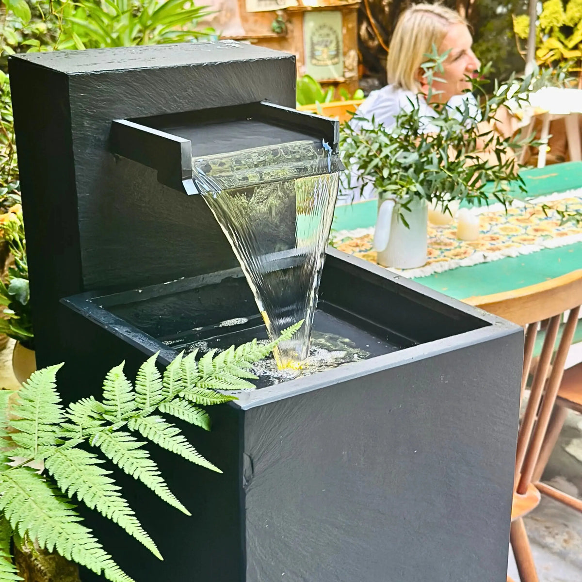 SAMUI 40 Gartenbrunnen – Kompakt, stilvoll, echt Schiefer - CLIMAQUA