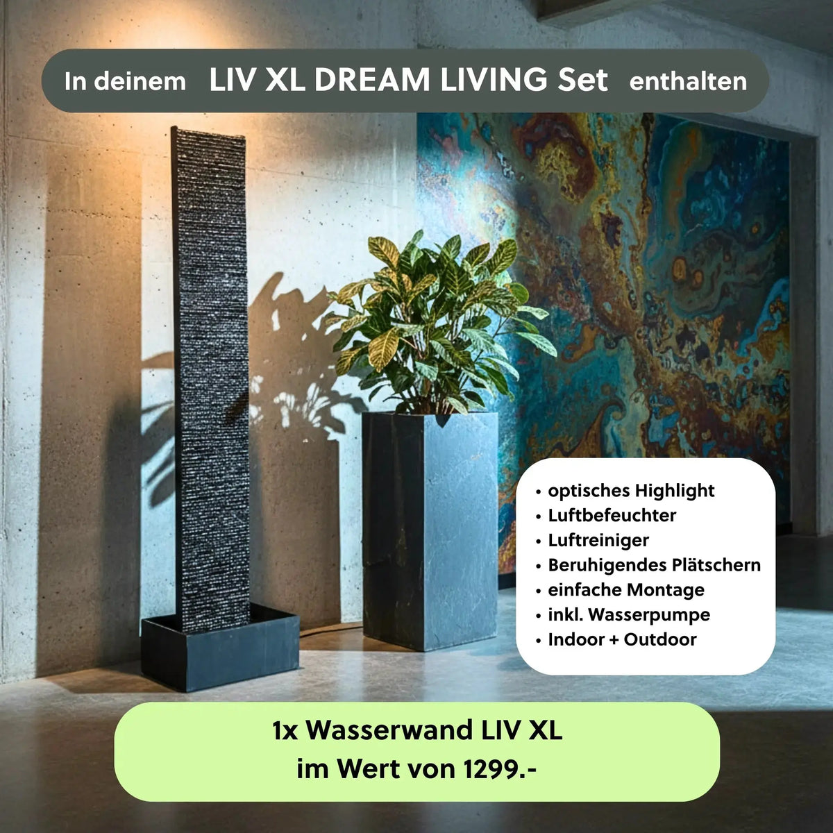 Wasserwand Set LIV XL DREAM LIVING - CLIMAQUA (KI-Inhalte)