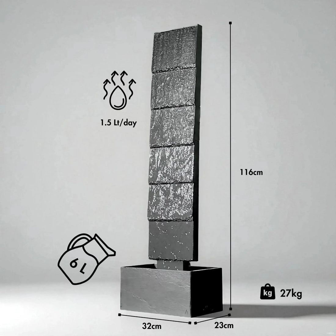 CLIMAQUA Fountains Waterwall VIO L Anthracite - CLIMAQUA