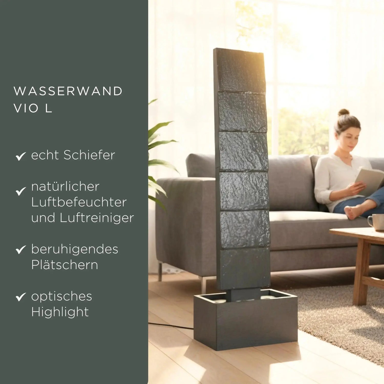 CLIMAQUA Fountains Waterwall VIO L Anthracite - CLIMAQUA