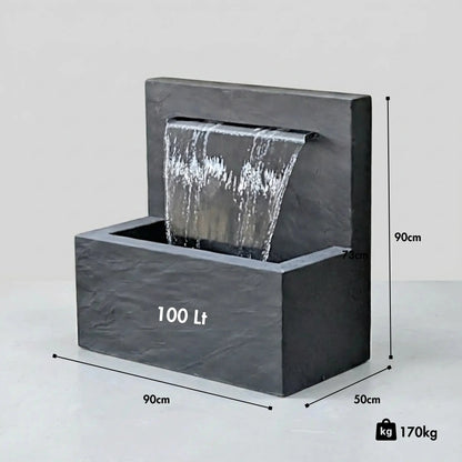 VICTORIA Falls – Edler Schiefer Gartenbrunnen mit Wasserfall und Beleuchtung - CLIMAQUA