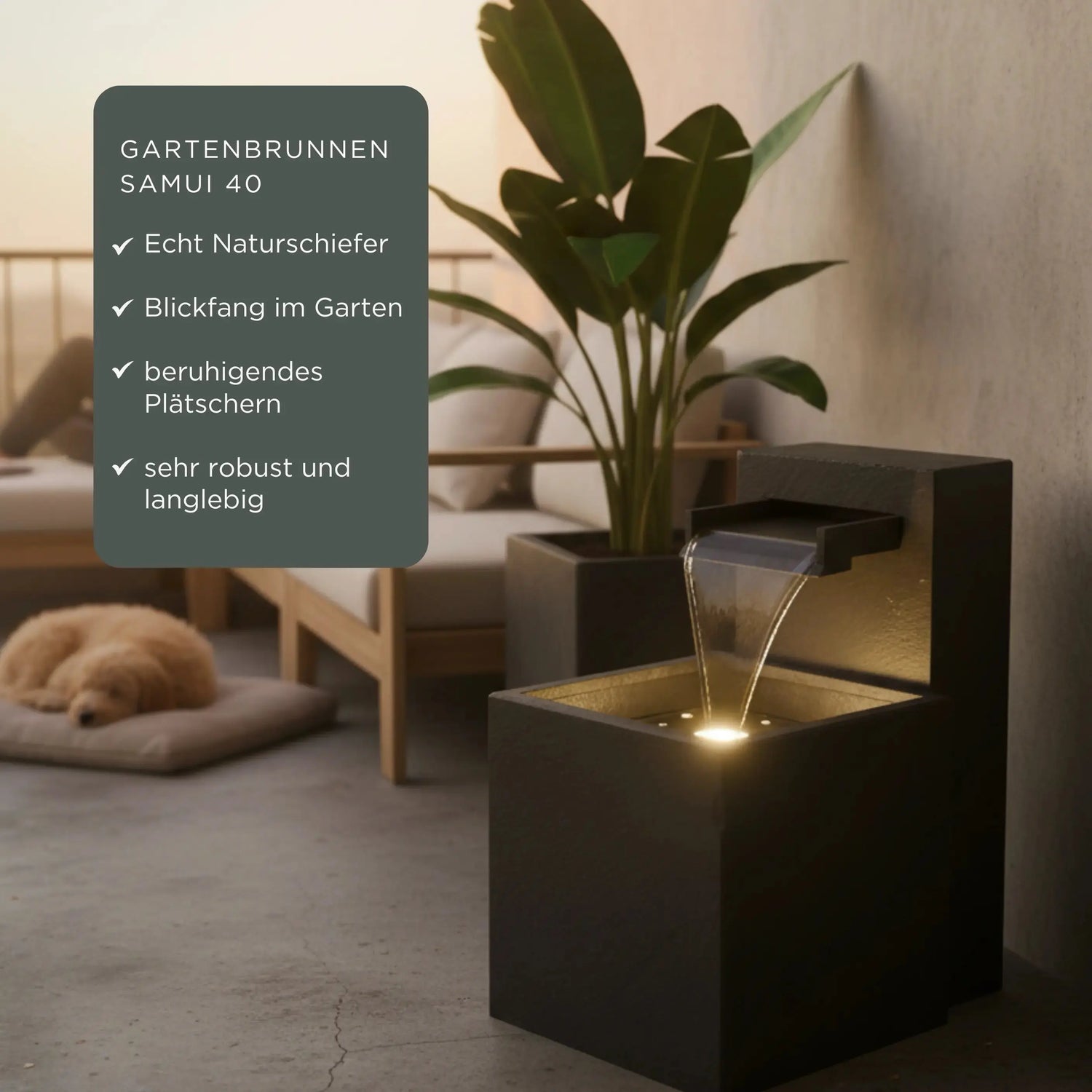 CLIMAQUA Fountains Waterwall Samui 40 Anthracite - CLIMAQUA