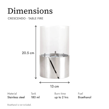 Dimensions of the CRESCENDO table fire