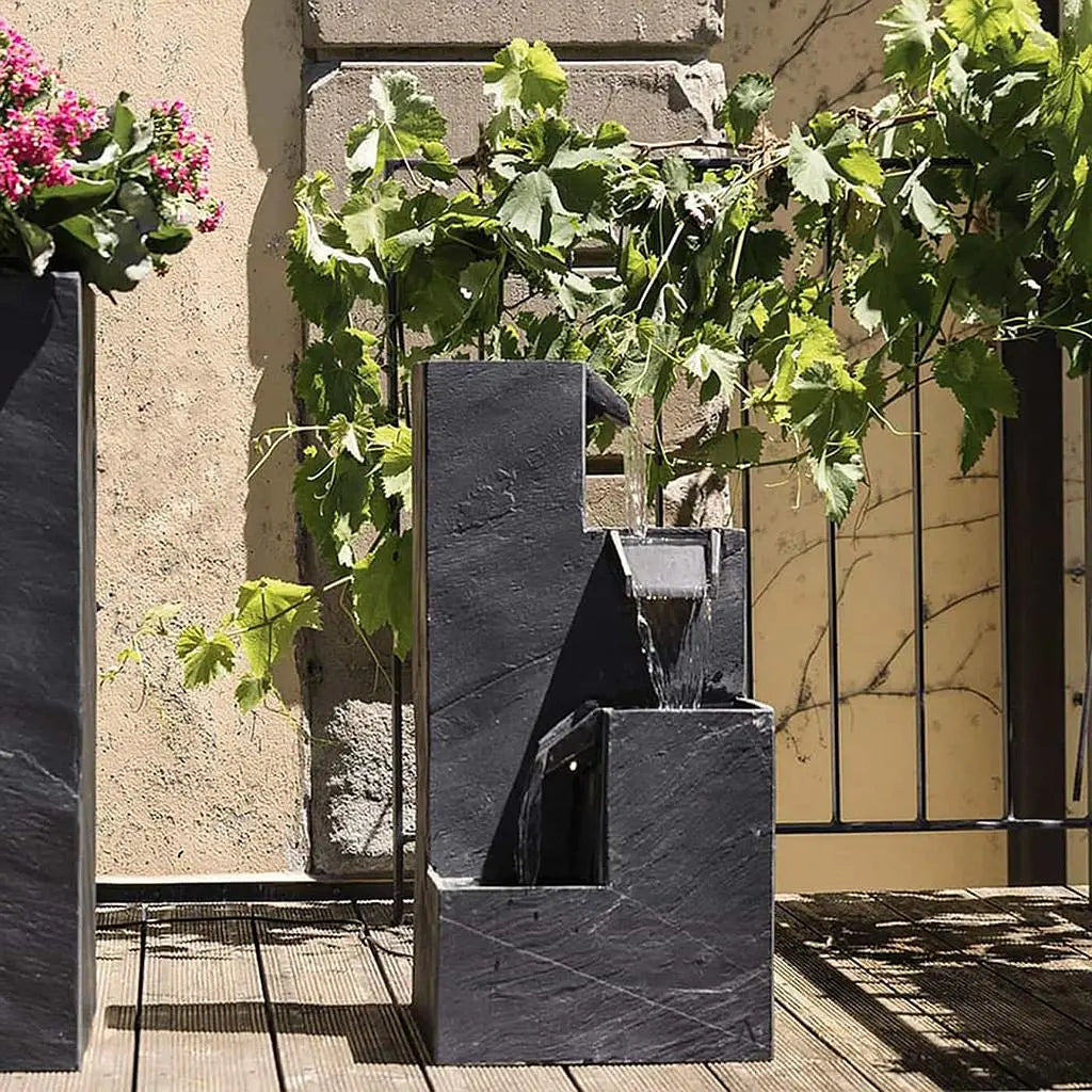 Design Gartenbrunnen mit Wasserfall und Beleuchtung KUBO - CLIMAQUA