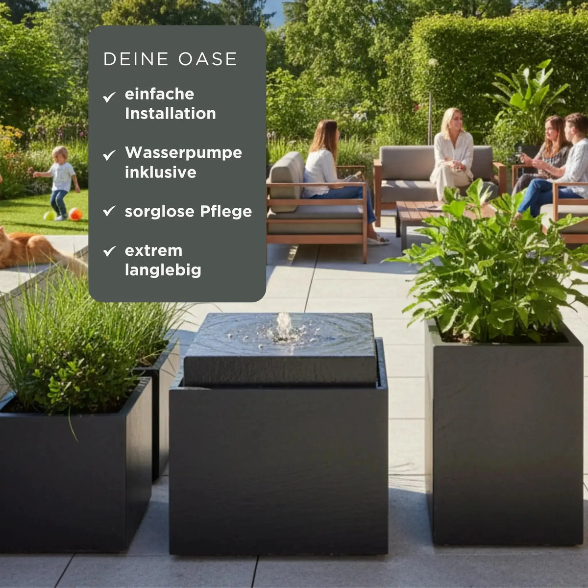 Gartenbrunnen VIDA 60 DREAM LIVING Set Anthrazit - CLIMAQUA