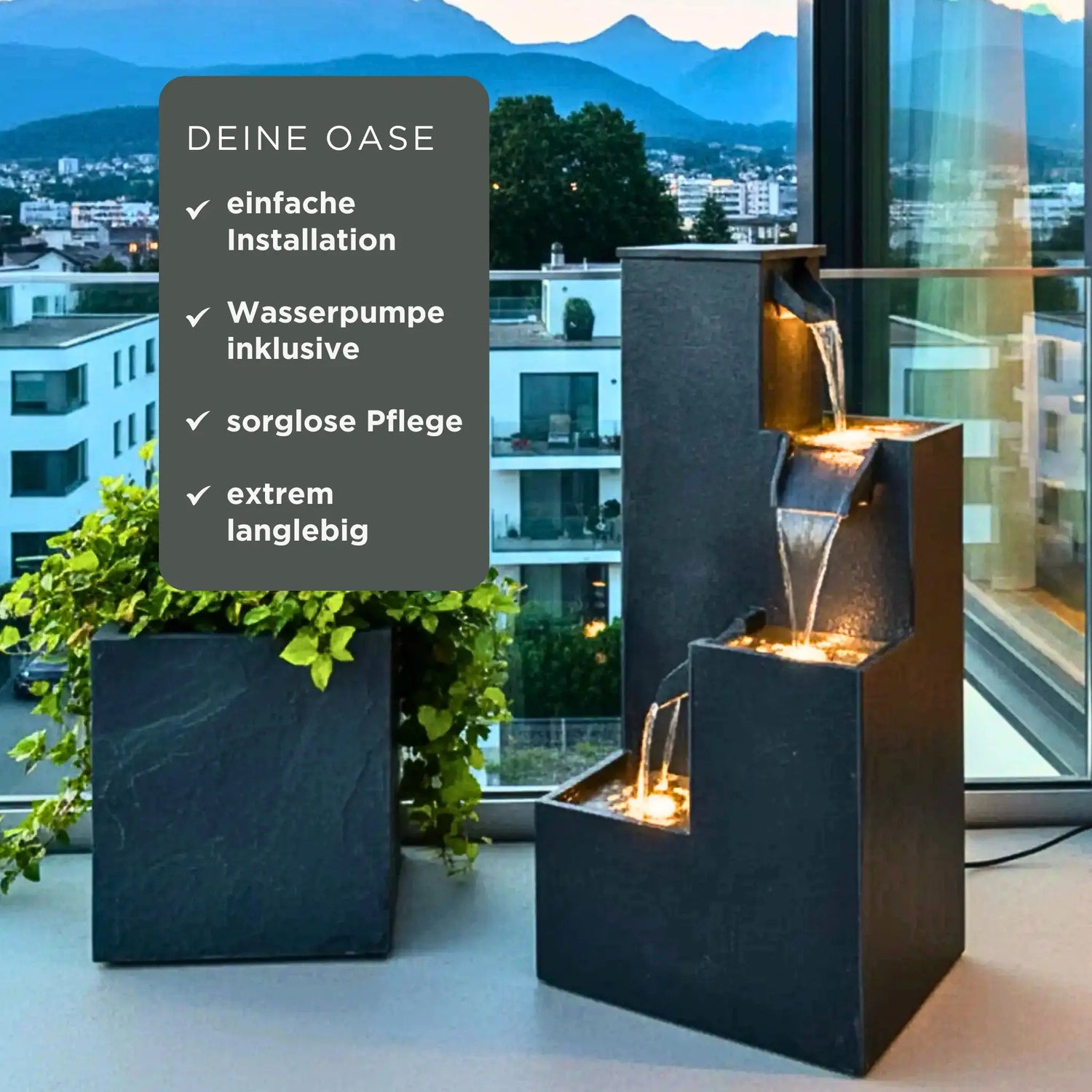 Gartenbrunnen KUBO PREMIUM LIVING Set - CLIMAQUA