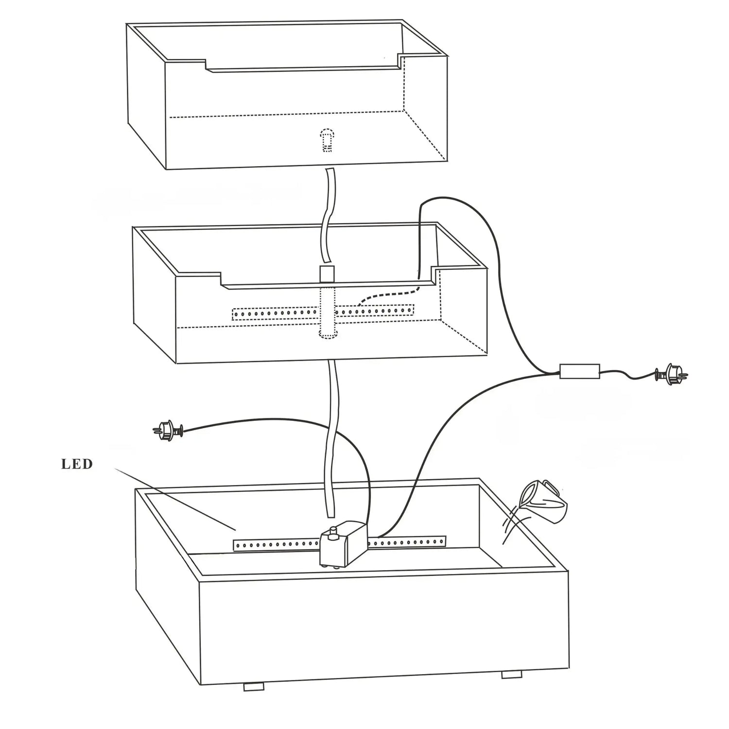 FIJI Falls – Gartenbrunnen mit zweifachem Wasserfall und warmweisser Belechtung - CLIMAQUA