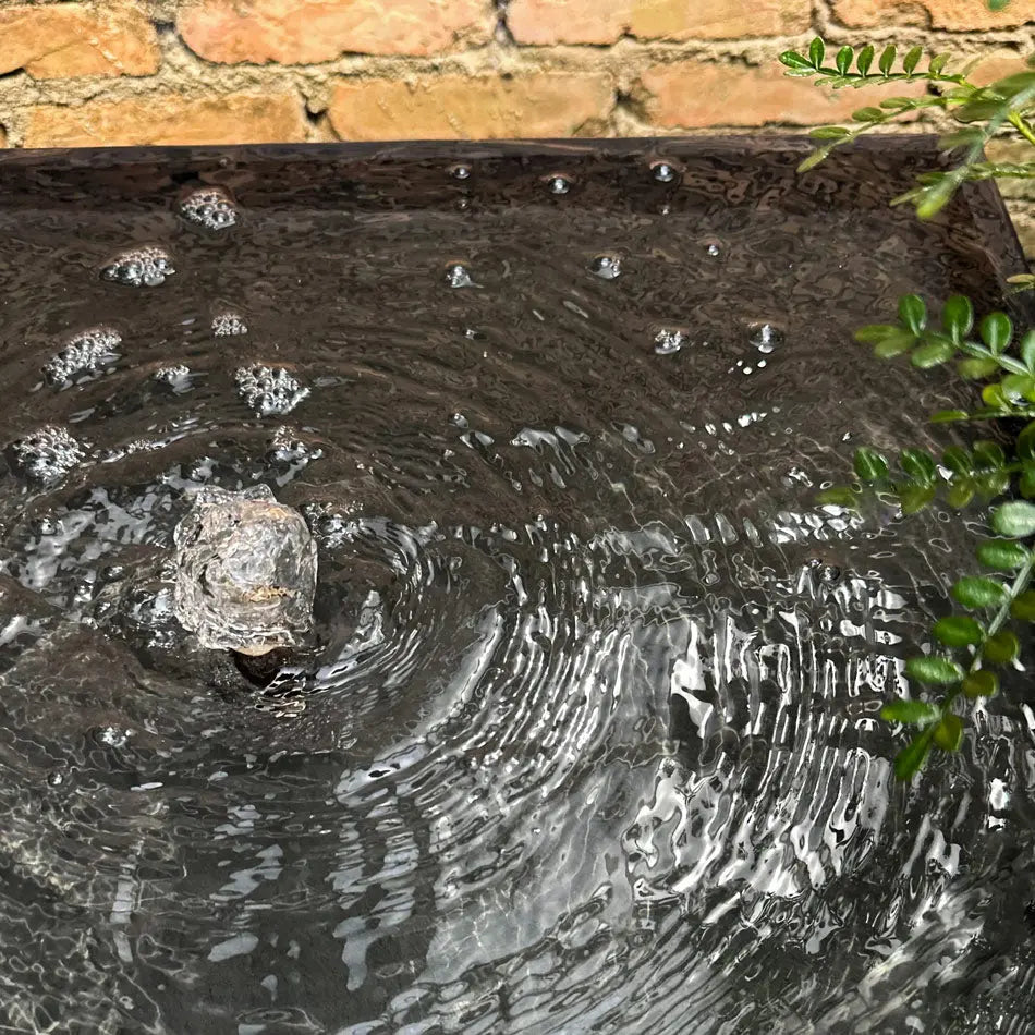 Gartenbrunnen Eckig aus Naturschiefer mit Licht VIDA 60 - CLIMAQUA