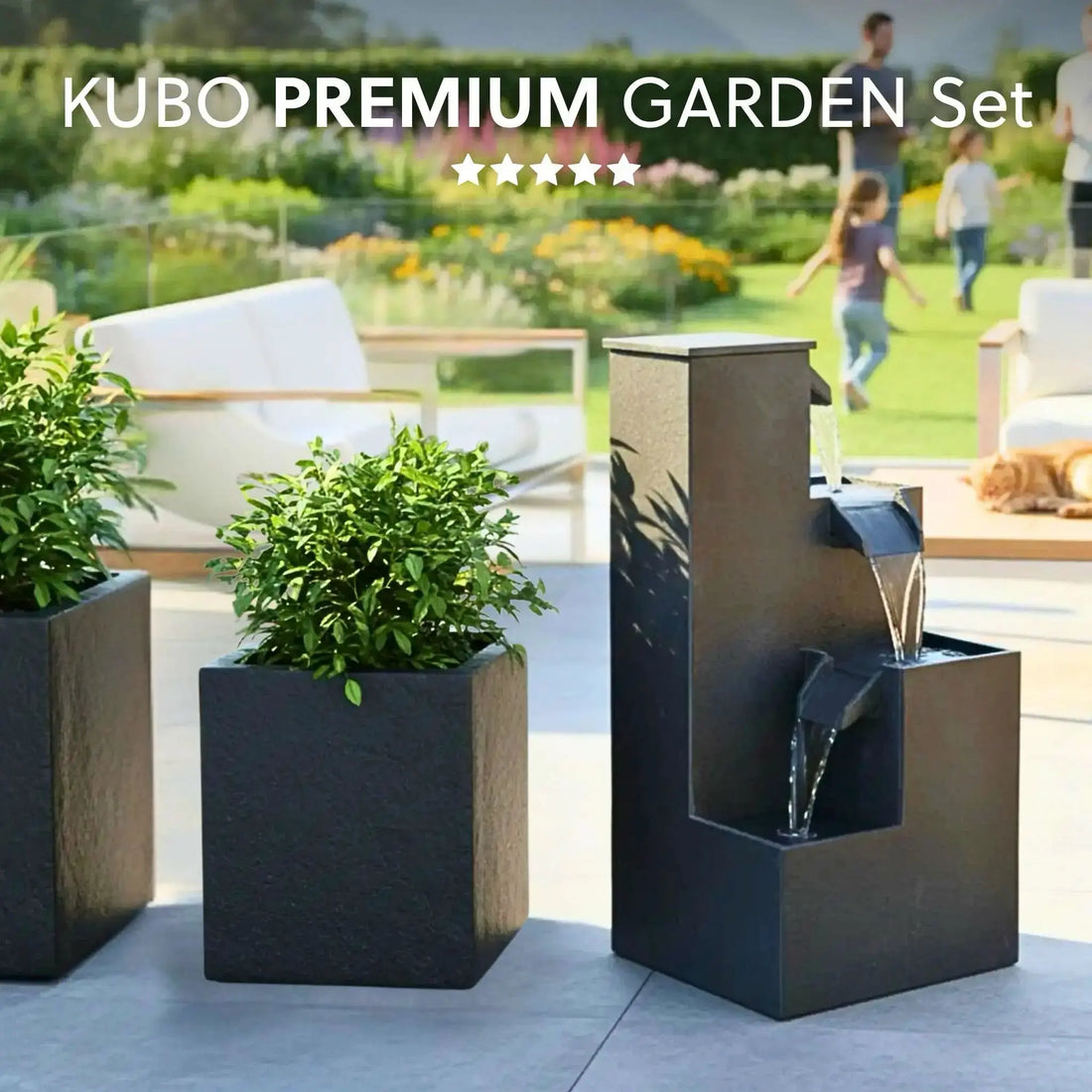 Gartenbrunnen KUBO PREMIUM GARDEN Set - CLIMAQUA