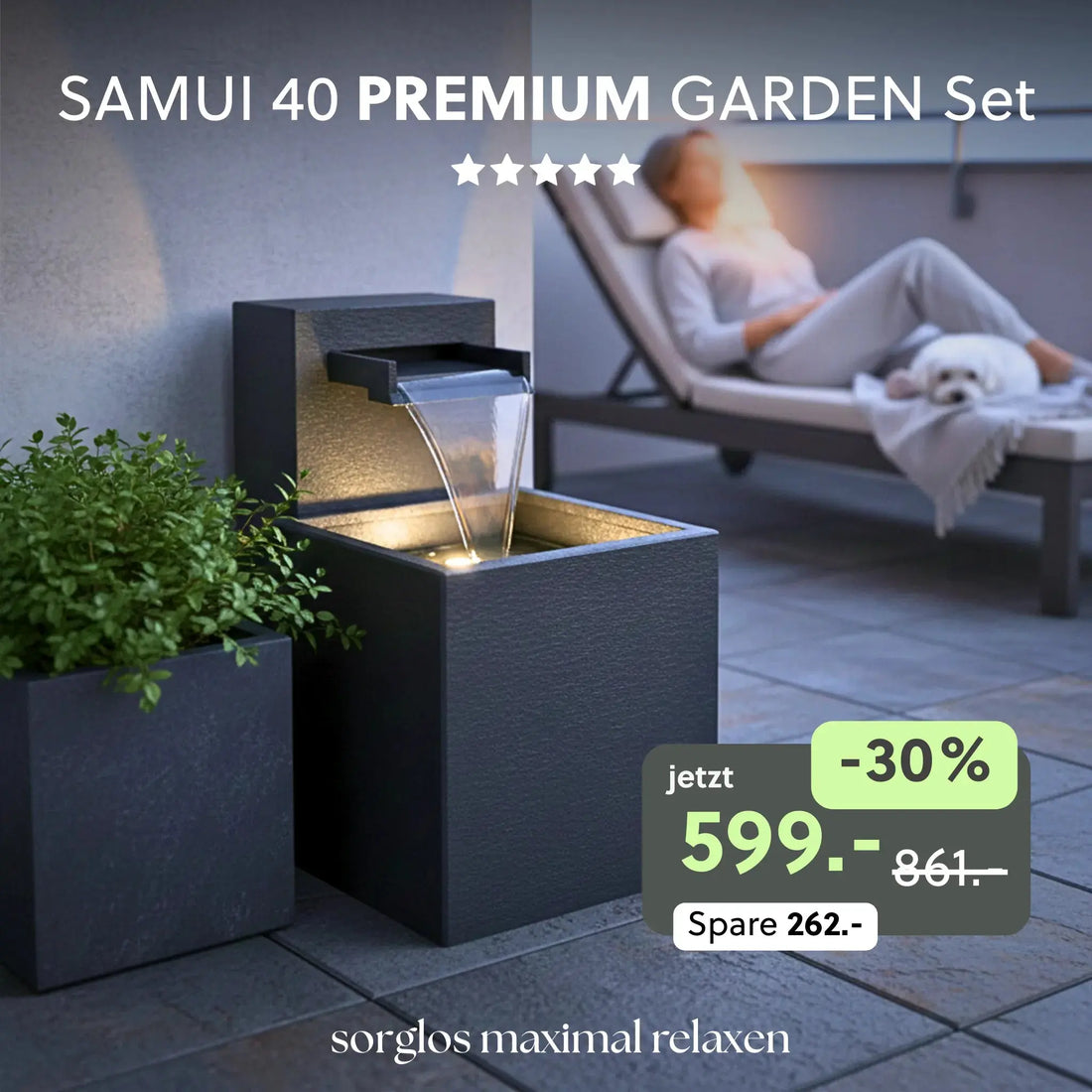 Gartenbrunnen SAMUI 40 PREMIUM GARDEN SET - CLIMAQUA