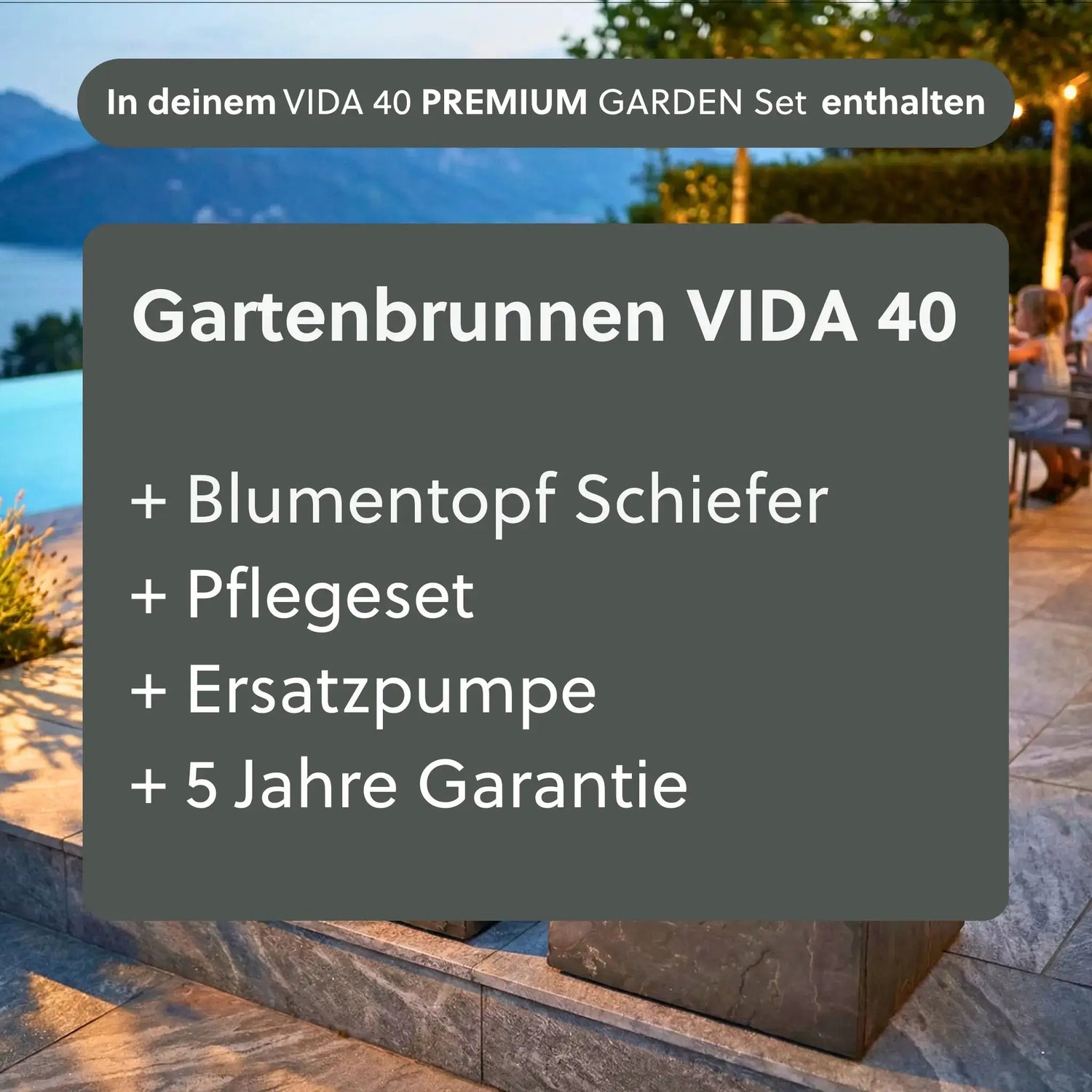 Gartenbrunnen VIDA 40 PREMIUM GARDEN Set Rusty - CLIMAQUA