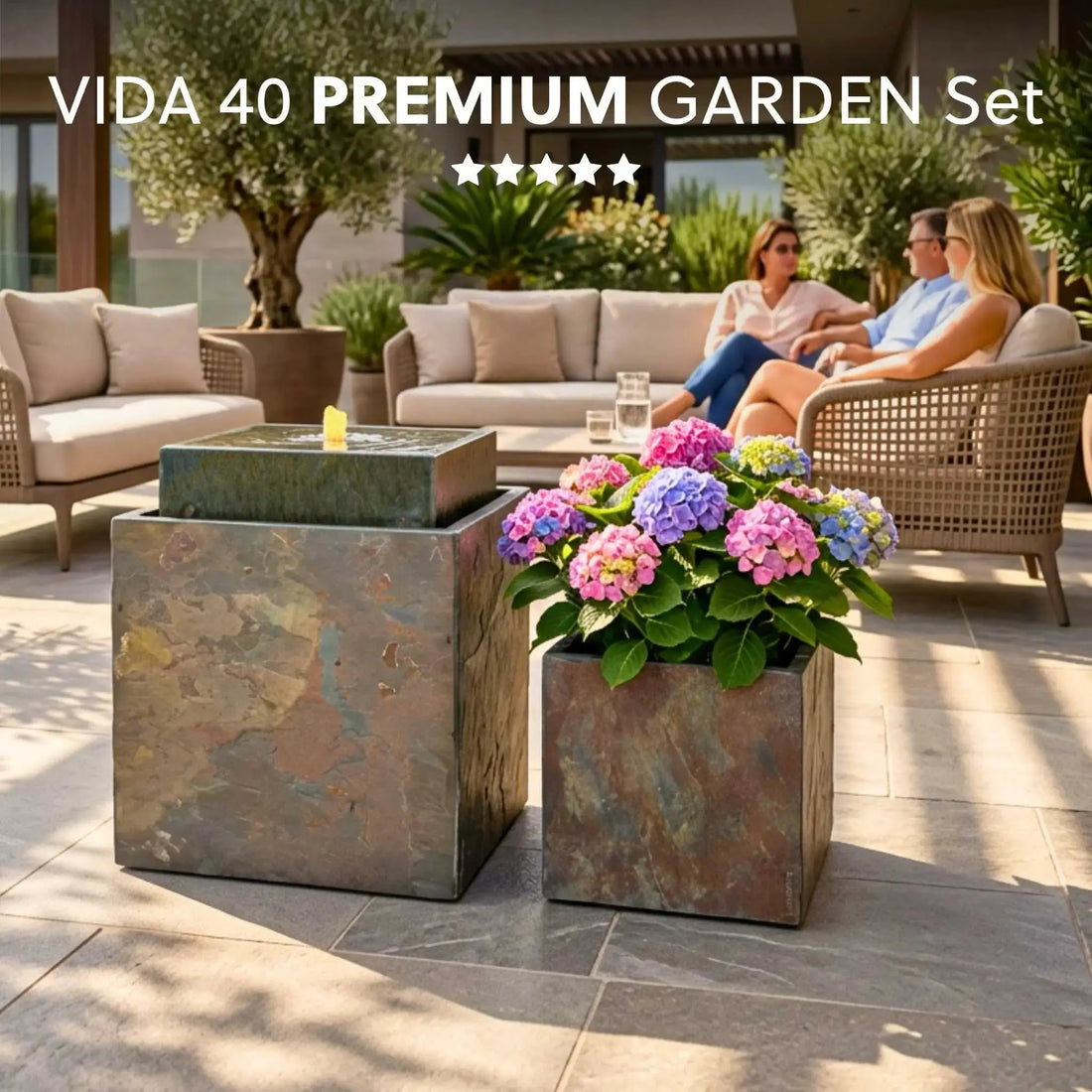 Gartenbrunnen VIDA 40 PREMIUM GARDEN Set Rusty - CLIMAQUA