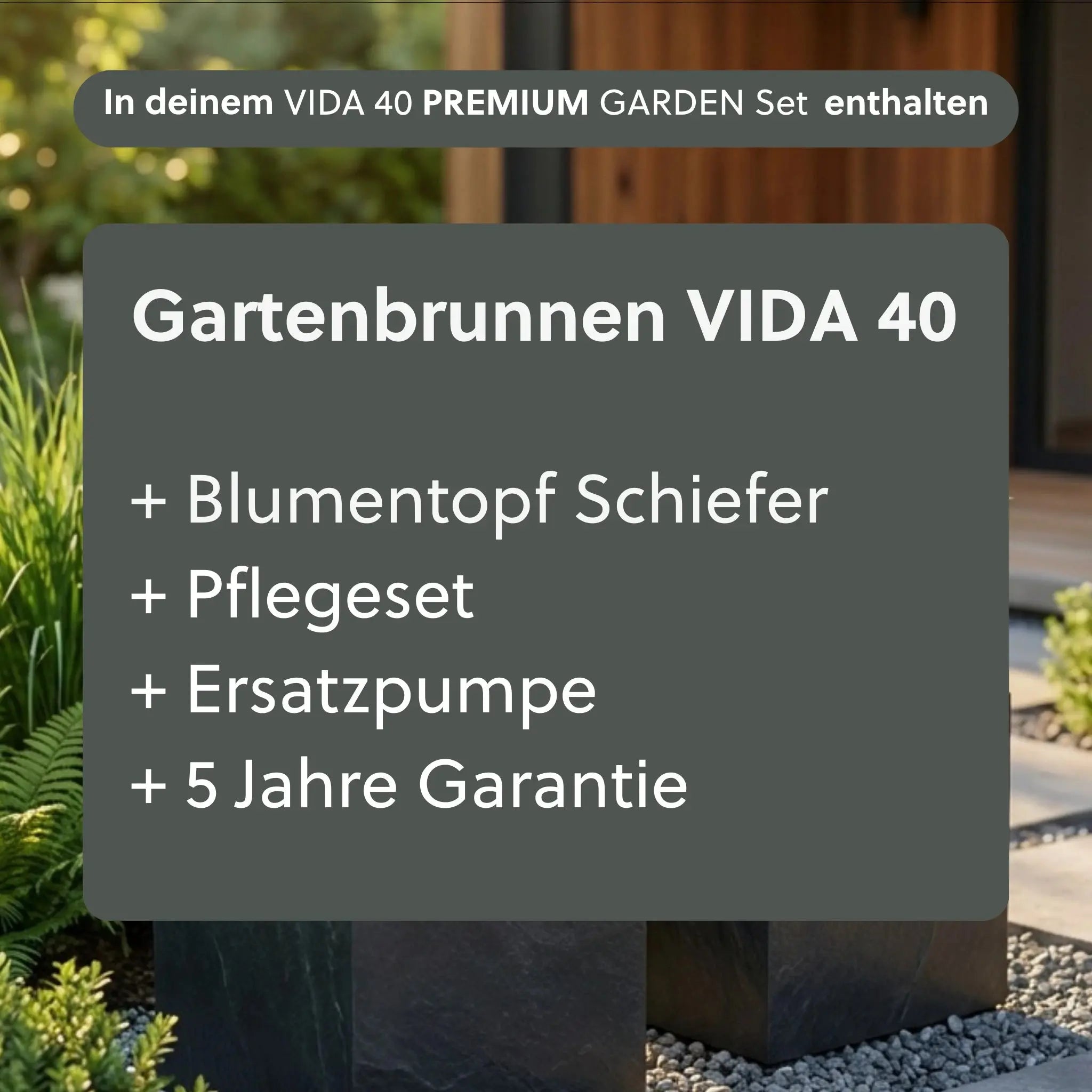 Gartenbrunnen VIDA 40 PREMIUM LIVING Set Anthrazit - CLIMAQUA