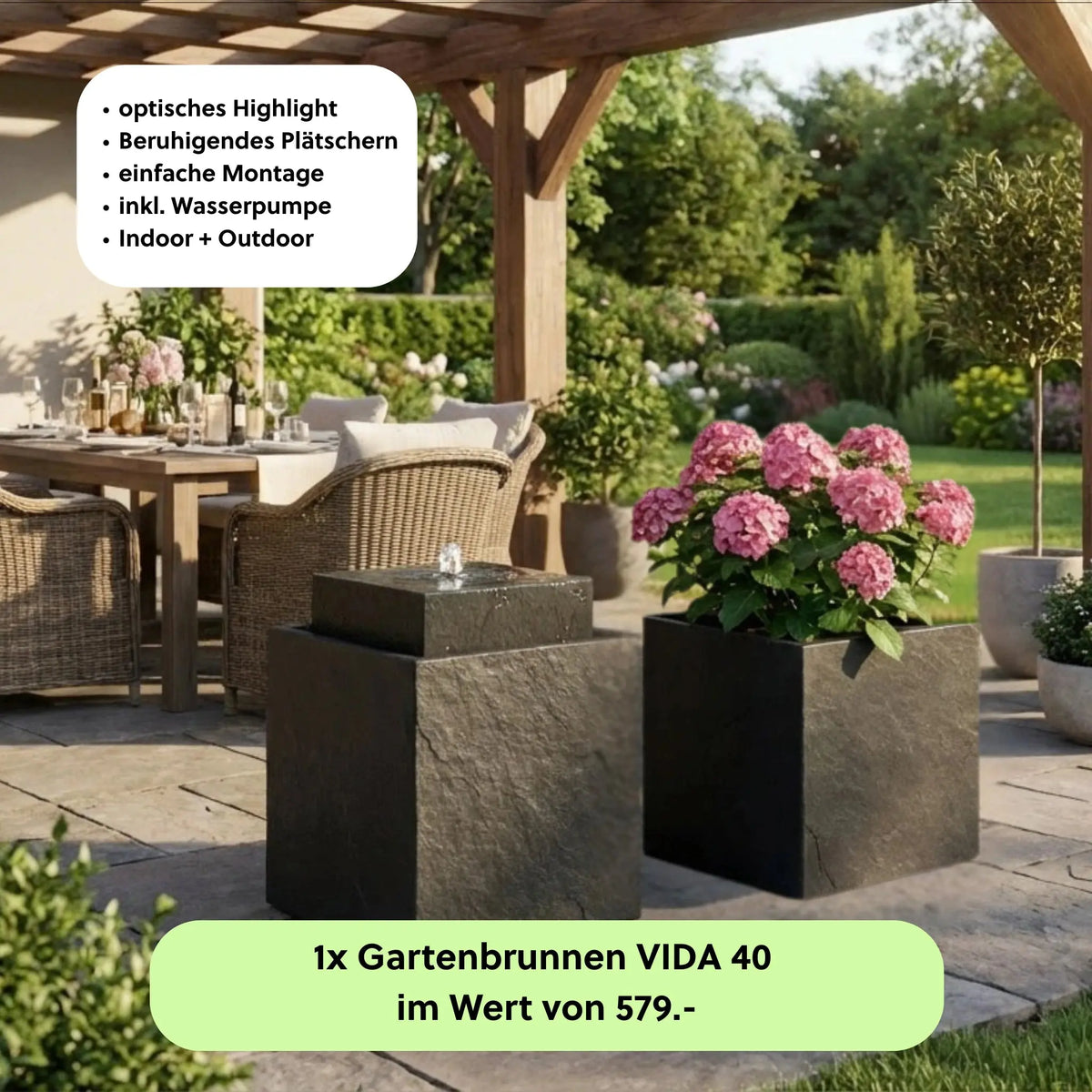 Gartenbrunnen VIDA 40 PREMIUM LIVING Set Anthrazit - CLIMAQUA