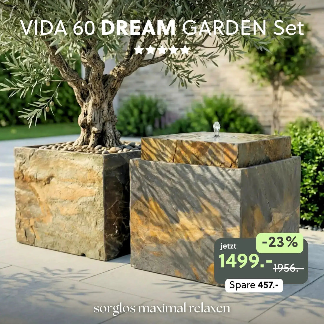 Gartenbrunnen VIDA 60 DREAM GARDEN Set Rusty - CLIMAQUA