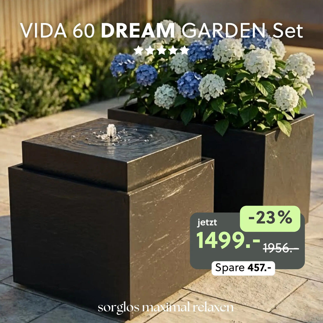 Gartenbrunnen VIDA 60 DREAM LIVING Set Anthrazit - CLIMAQUA