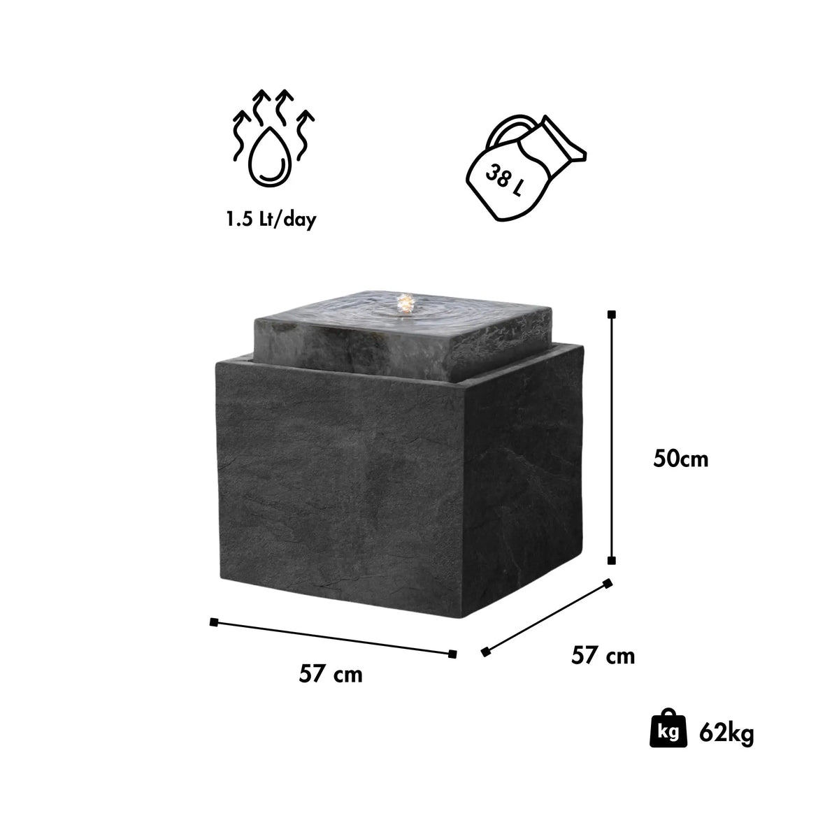 Gartenbrunnen VIDA 60 DREAM LIVING Set Anthrazit - CLIMAQUA
