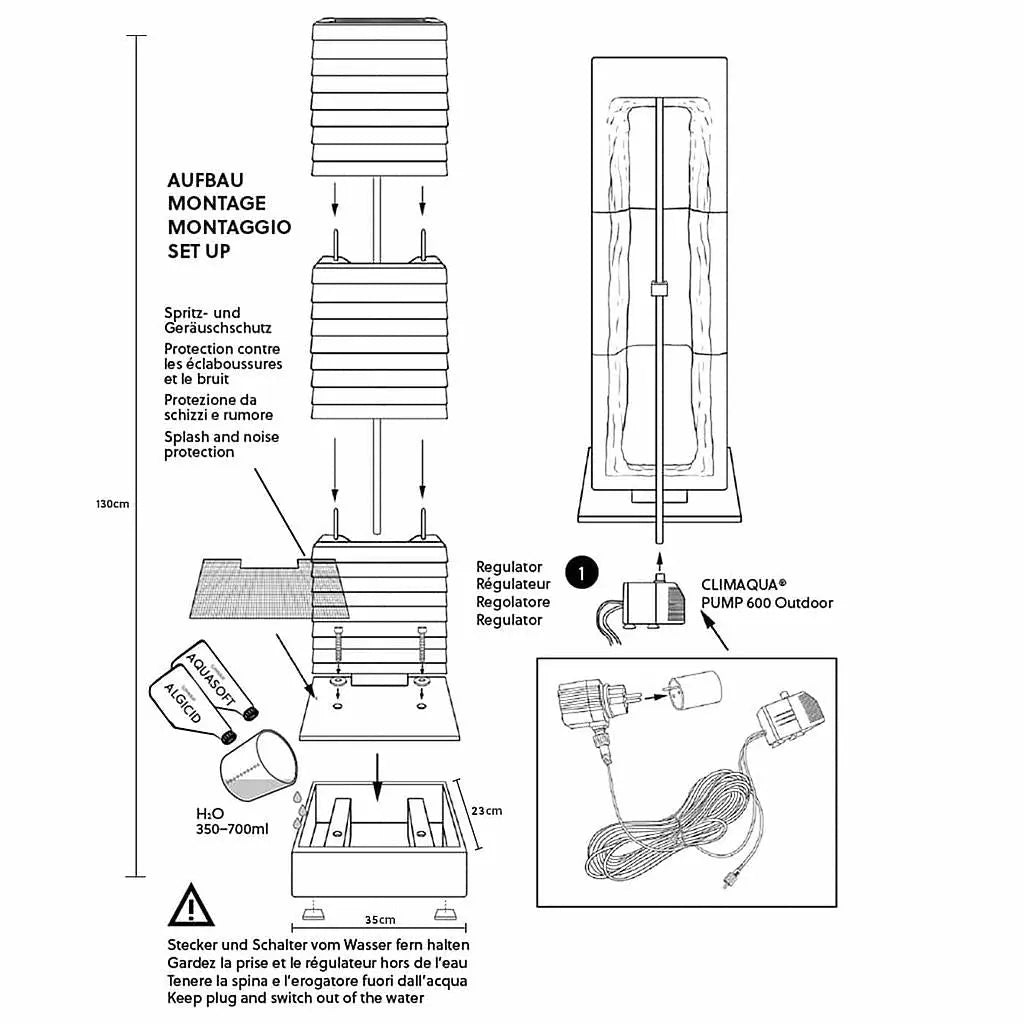 Grosse Wasserwand Schiefer 130cm AVA L - CLIMAQUA