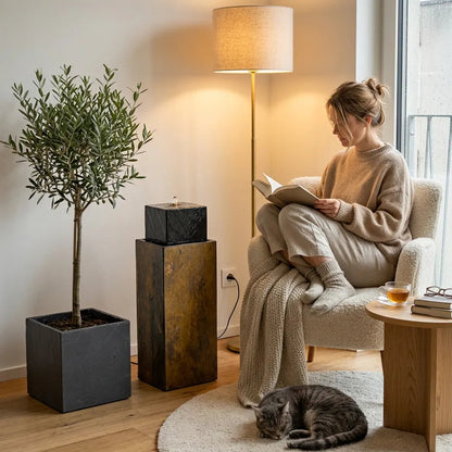 Säule Brunnen NEO RUSTY PRE-SALE Set aus Naturschiefer braun - CLIMAQUA (KI-Inhalte)