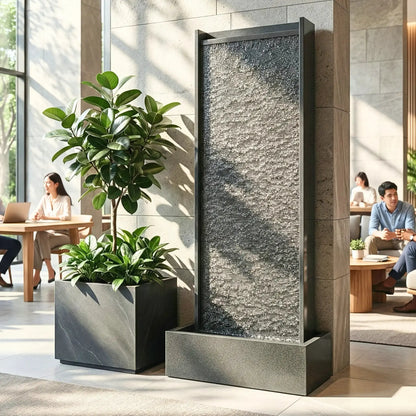 HARMONY – grosse Premium Wasserwand Granitstein, Indoor/Outdoor, 60×40×180 cm - CLIMAQUA