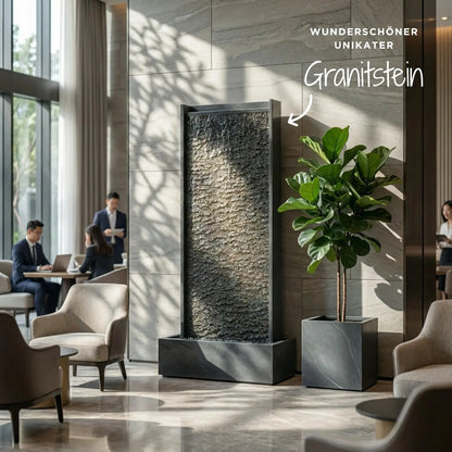 HARMONY – grosse Premium Wasserwand Granitstein, Indoor/Outdoor, 60×40×180 cm - CLIMAQUA