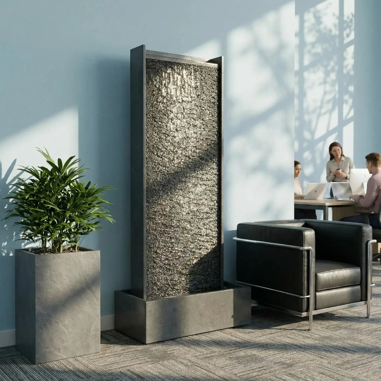 HARMONY – grosse Premium Wasserwand Granitstein, Indoor/Outdoor, 60×40×180 cm - CLIMAQUA