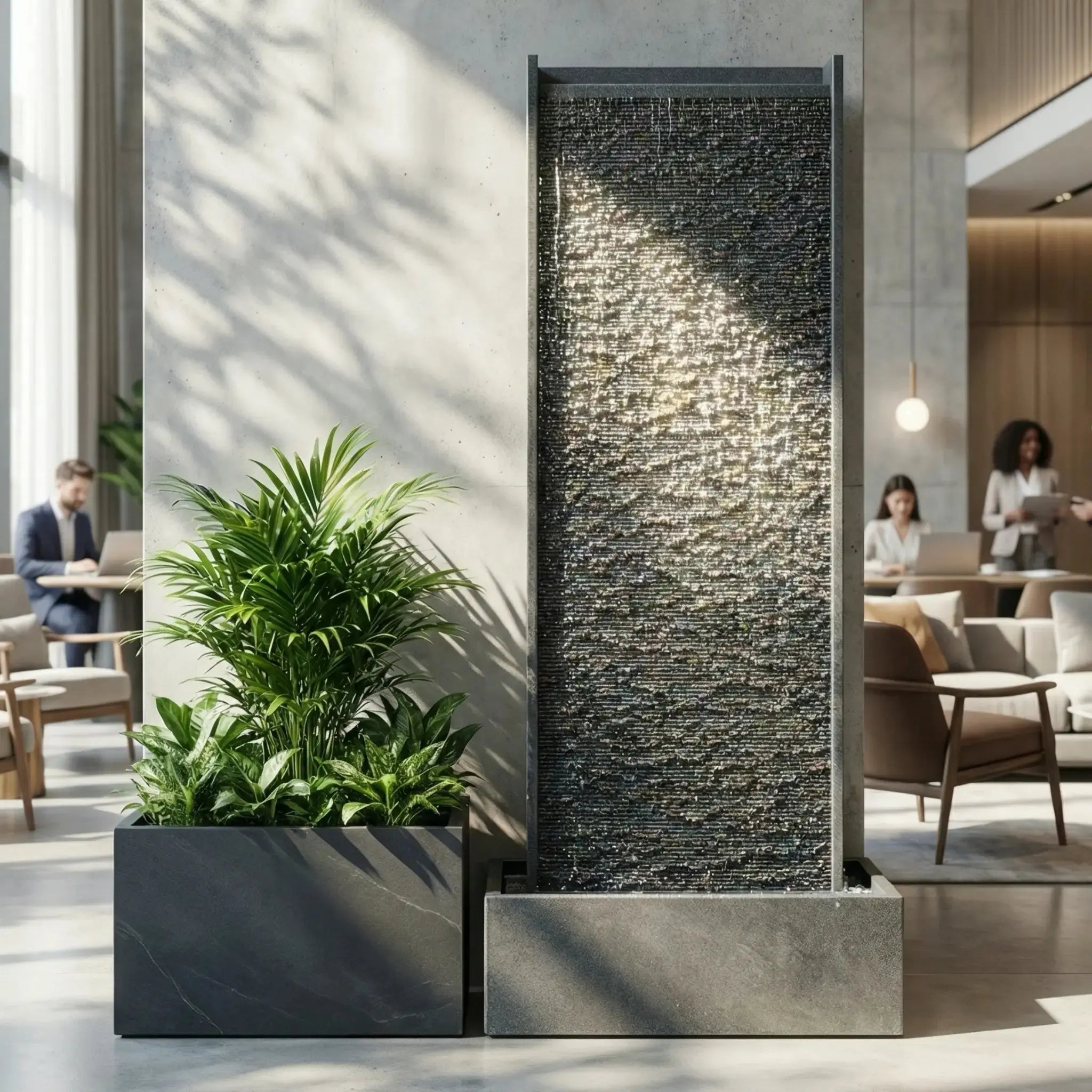 HARMONY – grosse Premium Wasserwand Granitstein, Indoor/Outdoor, 60×40×180 cm - CLIMAQUA