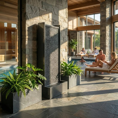 HARMONY – grosse Premium Wasserwand Granitstein, Indoor/Outdoor, 60×40×180 cm - CLIMAQUA