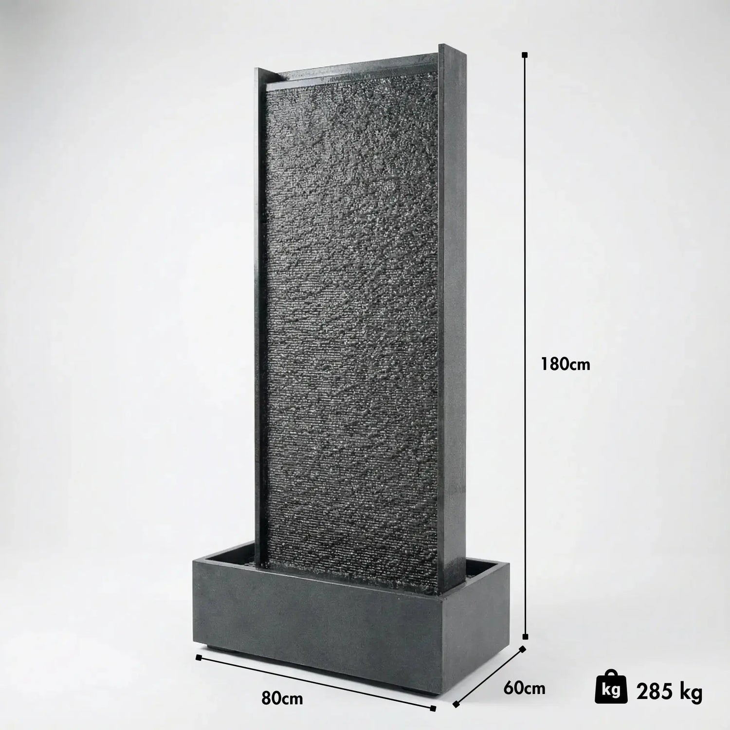 HARMONY – grosse Premium Wasserwand Granitstein, Indoor/Outdoor, 60×40×180 cm - CLIMAQUA